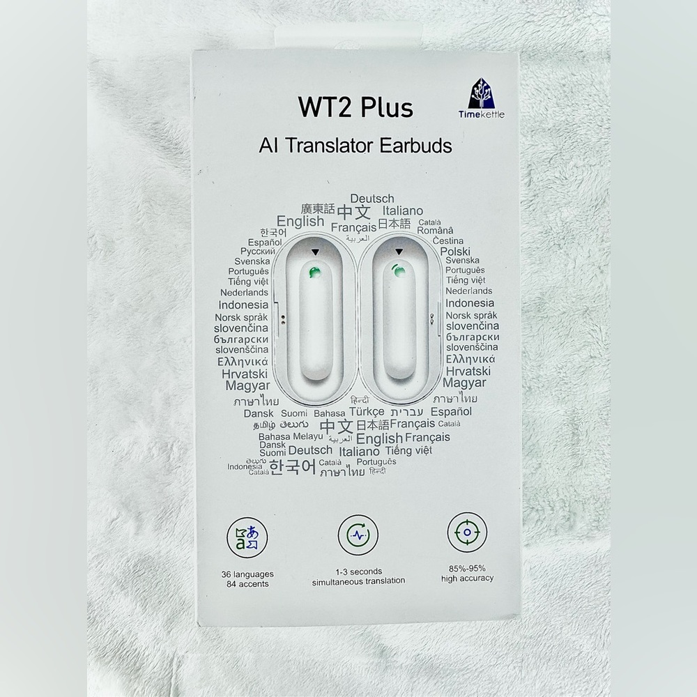 Timekettle WT2 Plus AI Translator Earbuds 40 Languages 93 Accents - White
